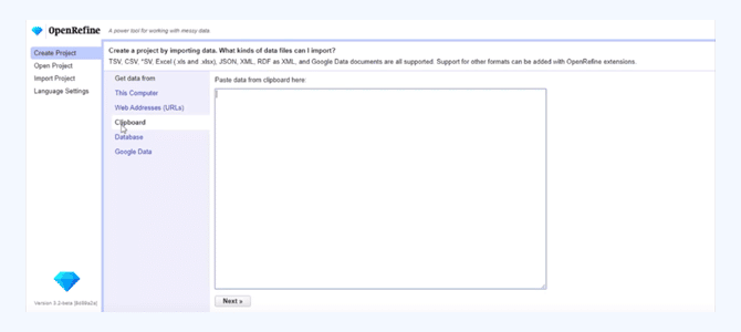 openrefine dashboard