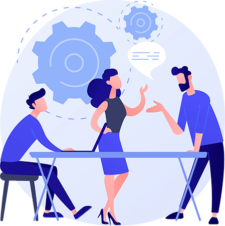 An icon of three people workshopping ideas