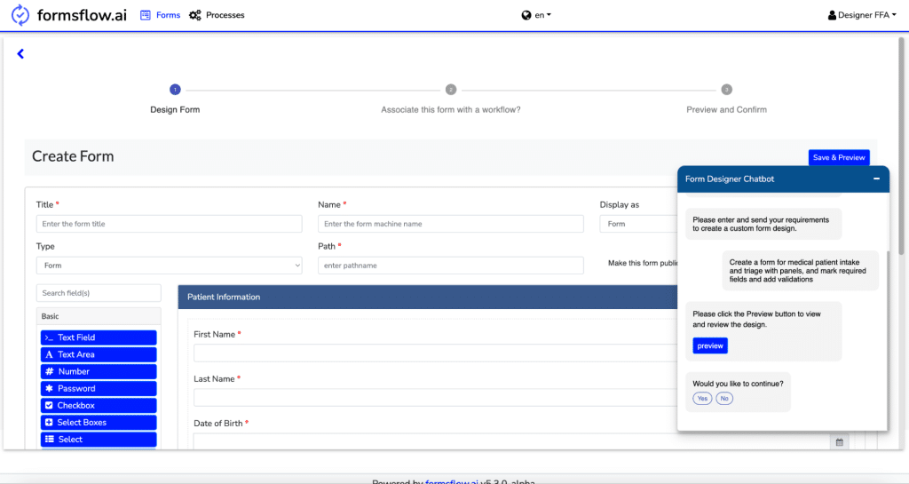 formsflow.ai AI assistant chatbot